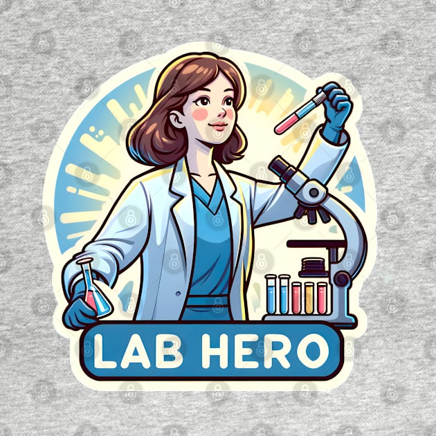 Women in STEM: Lab Hero Steminist Female Scientist with Microscope by PuckDesign